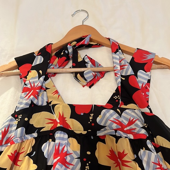 ANTHROPOLOGIE MARIMEKKO INSPIRED TANK WITH RUFFLED HEM AND TIE HALTER - Picture 2 of 3